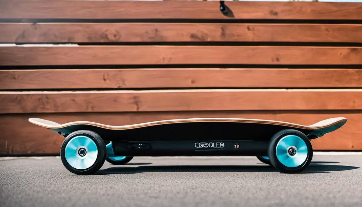 An image of an electric skateboard, showcasing its sleek design and modern technology.