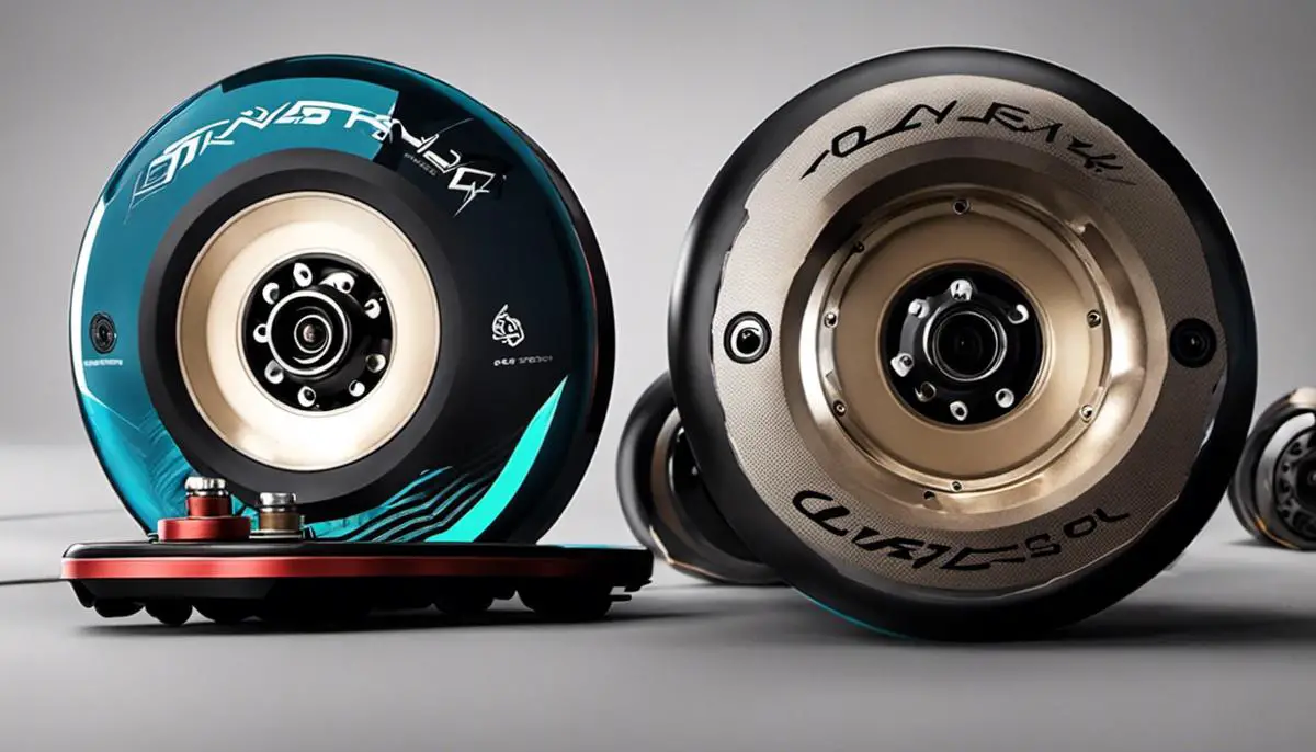 Electric skateboard wheels with hollow core design, self-healing functionality, and AI-powered auto-balancing features.