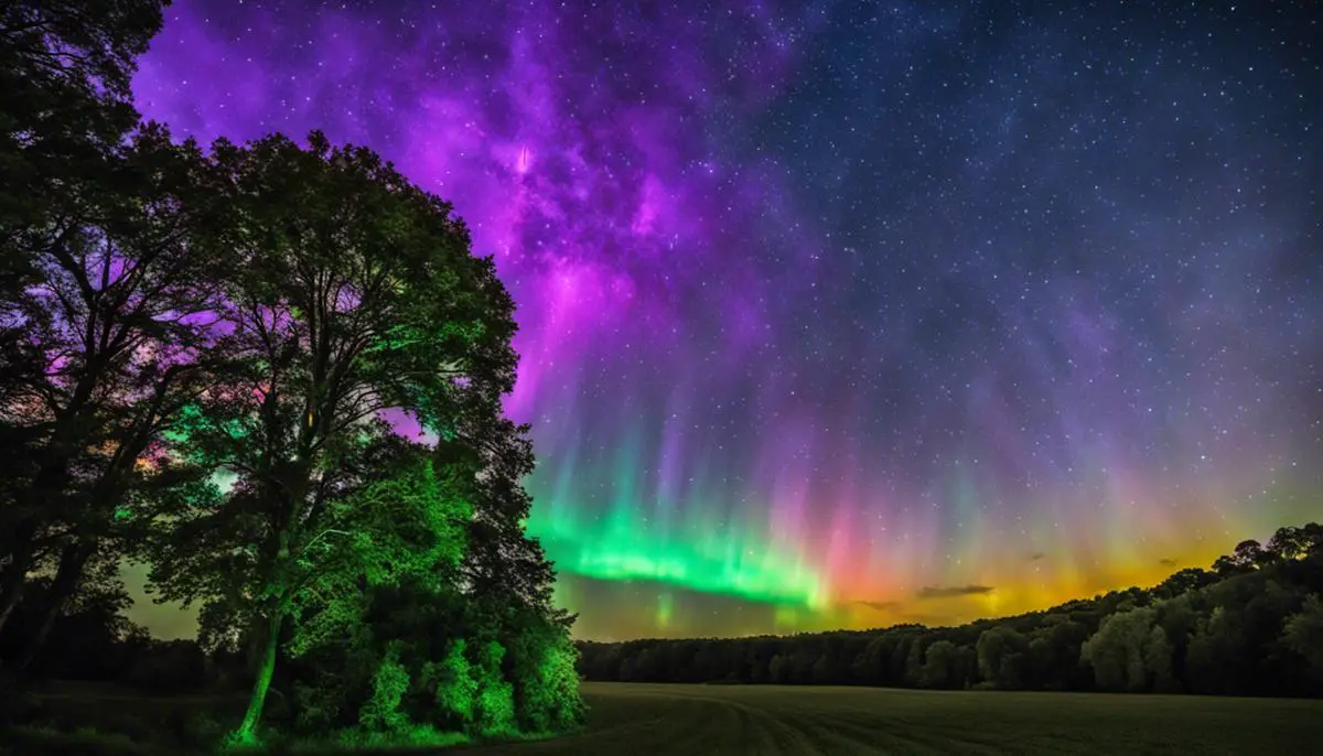A magnificent drone light show illuminating the night sky with vibrant colors