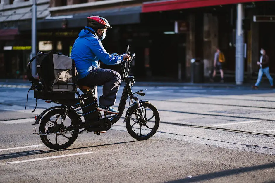 A black foldable electric bike with a person riding it, showcasing its portability and convenience.